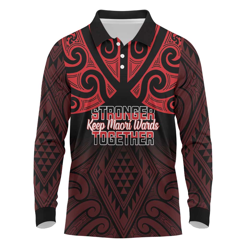 Personalised Keep Maori Wards New Zealand Long Sleeve Polo Shirt Stronger Together Aotearoa Taniko - Aussie Hoodie