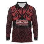 Personalised Keep Maori Wards New Zealand Long Sleeve Polo Shirt Stronger Together Aotearoa Taniko - Aussie Hoodie
