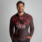 Personalised Keep Maori Wards New Zealand Long Sleeve Polo Shirt Stronger Together Aotearoa Taniko - Aussie Hoodie