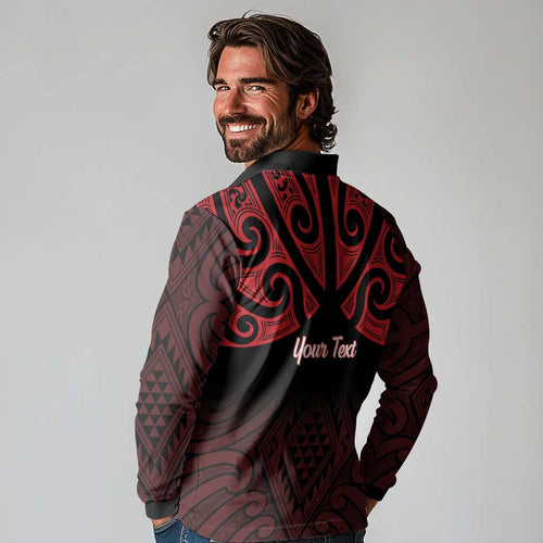 Personalised Keep Maori Wards New Zealand Long Sleeve Polo Shirt Stronger Together Aotearoa Taniko - Aussie Hoodie