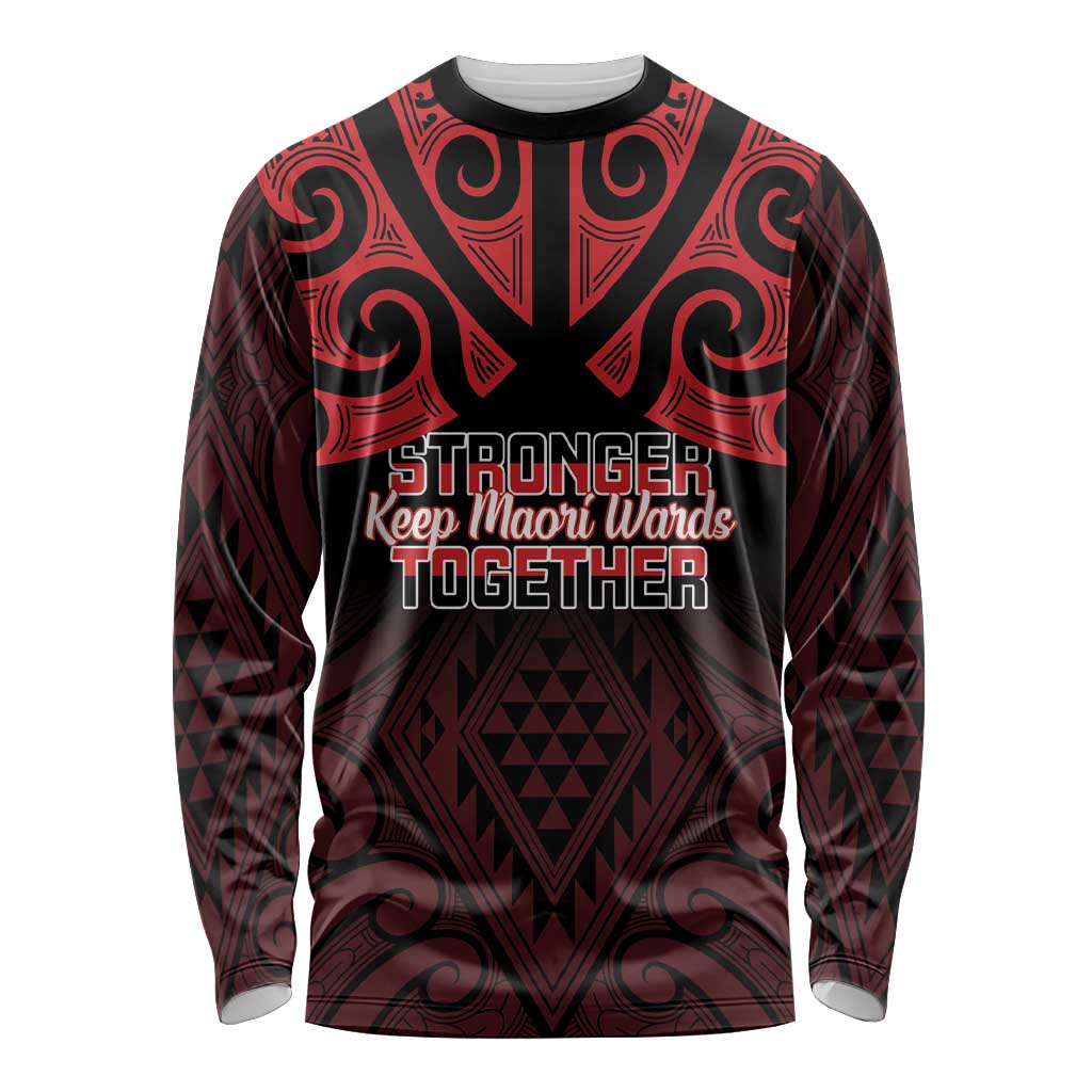 Personalised Keep Maori Wards New Zealand Long Sleeve Shirt Stronger Together Aotearoa Taniko - Aussie Hoodie
