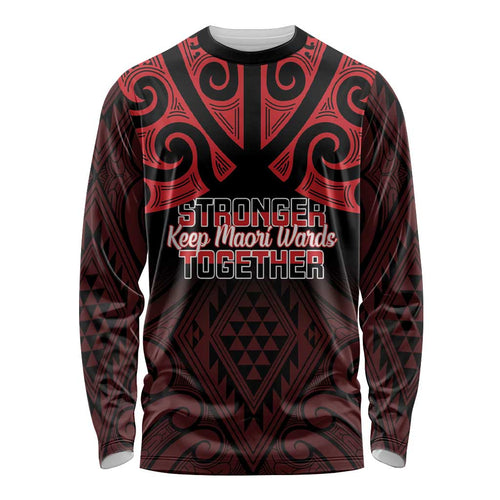 Personalised Keep Maori Wards New Zealand Long Sleeve Shirt Stronger Together Aotearoa Taniko - Aussie Hoodie