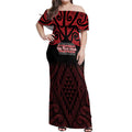 Personalised Keep Maori Wards New Zealand Off Shoulder Maxi Dress Stronger Together Aotearoa Taniko - Aussie Hoodie