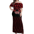 Personalised Keep Maori Wards New Zealand Off Shoulder Maxi Dress Stronger Together Aotearoa Taniko - Aussie Hoodie