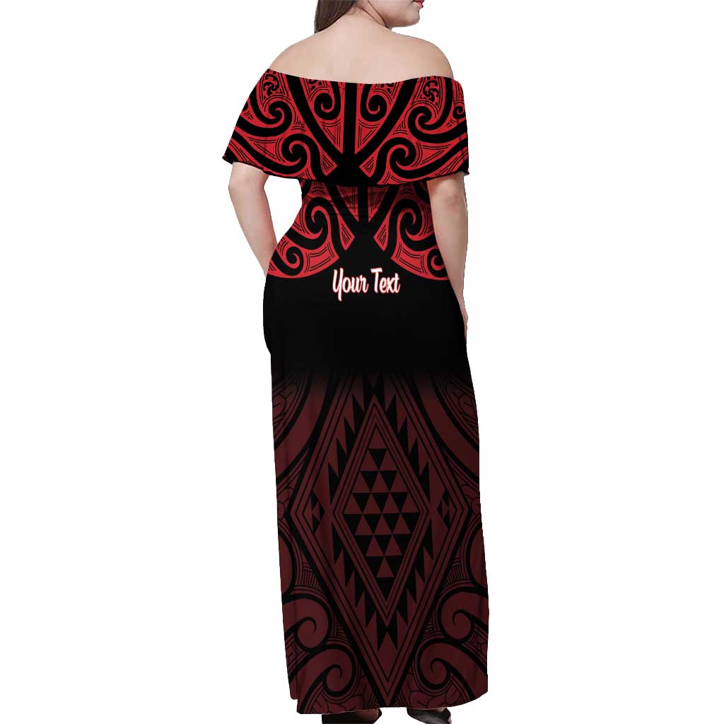Personalised Keep Maori Wards New Zealand Off Shoulder Maxi Dress Stronger Together Aotearoa Taniko - Aussie Hoodie