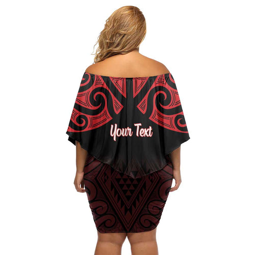 Personalised Keep Maori Wards New Zealand Off Shoulder Short Dress Stronger Together Aotearoa Taniko - Aussie Hoodie