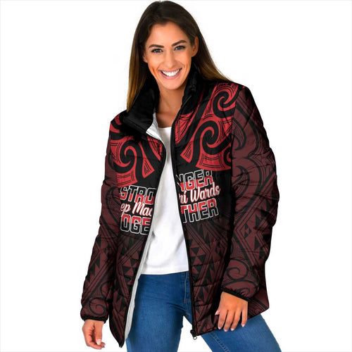 Personalised Keep Maori Wards New Zealand Padded Jacket Stronger Together Aotearoa Taniko - Aussie Hoodie