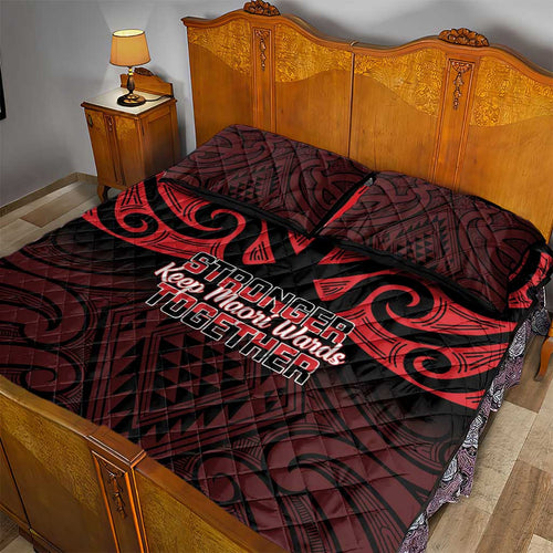 Keep Maori Wards New Zealand Quilt Bed Set Stronger Together Aotearoa Taniko - Aussie Hoodie