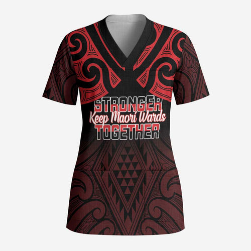 Personalised Keep Maori Wards New Zealand Scrub Top Stronger Together Aotearoa Taniko - Aussie Hoodie
