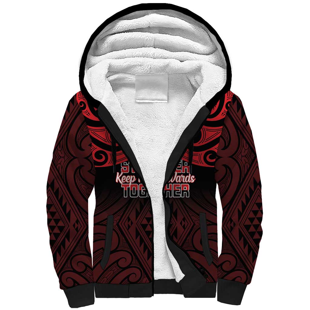 Personalised Keep Maori Wards New Zealand Sherpa Hoodie Stronger Together Aotearoa Taniko - Aussie Hoodie
