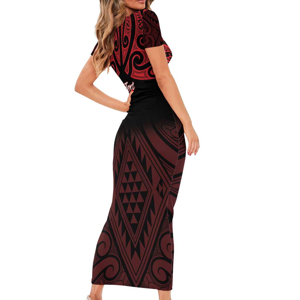 Personalised Keep Maori Wards New Zealand Short Sleeve Bodycon Dress Stronger Together Aotearoa Taniko - Aussie Hoodie