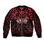 Personalised Keep Maori Wards New Zealand Sleeve Zip Bomber Jacket Stronger Together Aotearoa Taniko - Aussie Hoodie