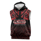 Personalised Keep Maori Wards New Zealand Sleeveless Hoodie Stronger Together Aotearoa Taniko - Aussie Hoodie