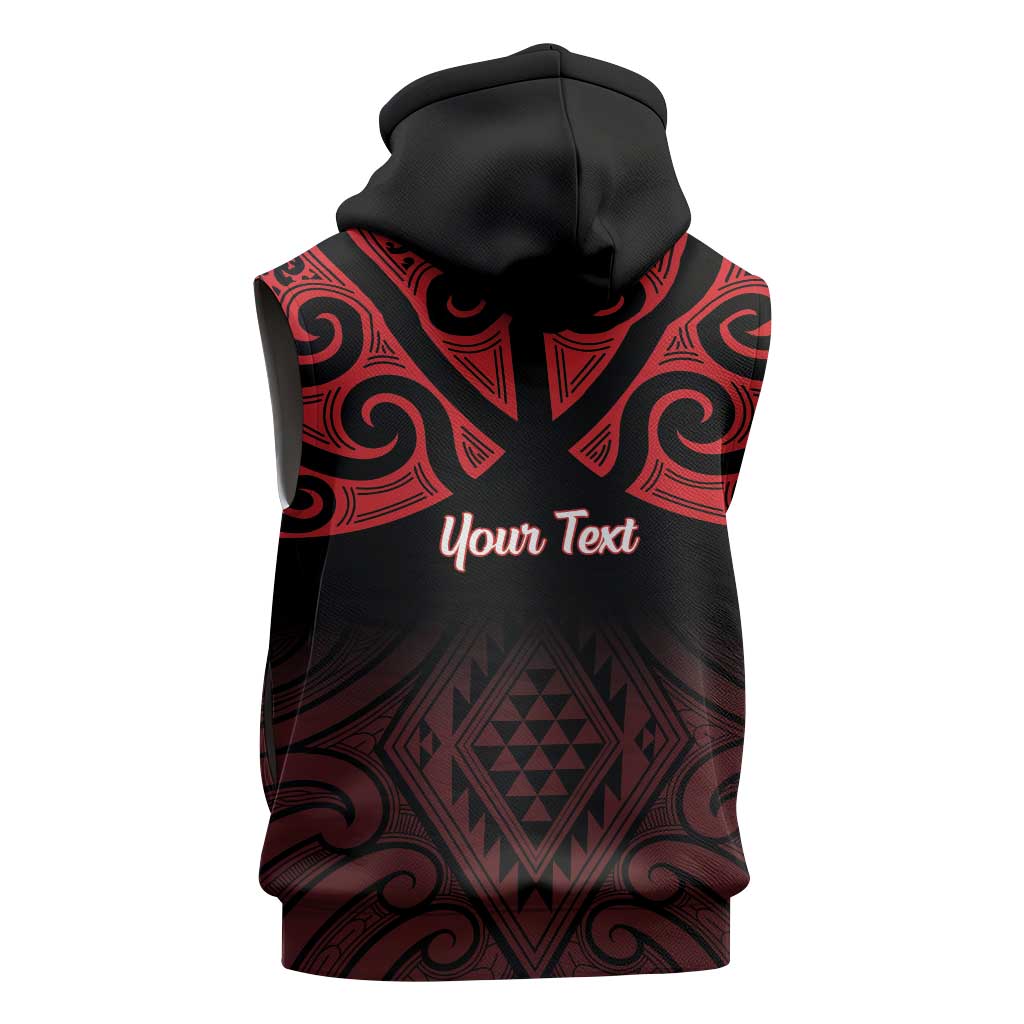 Personalised Keep Maori Wards New Zealand Sleeveless Hoodie Stronger Together Aotearoa Taniko - Aussie Hoodie