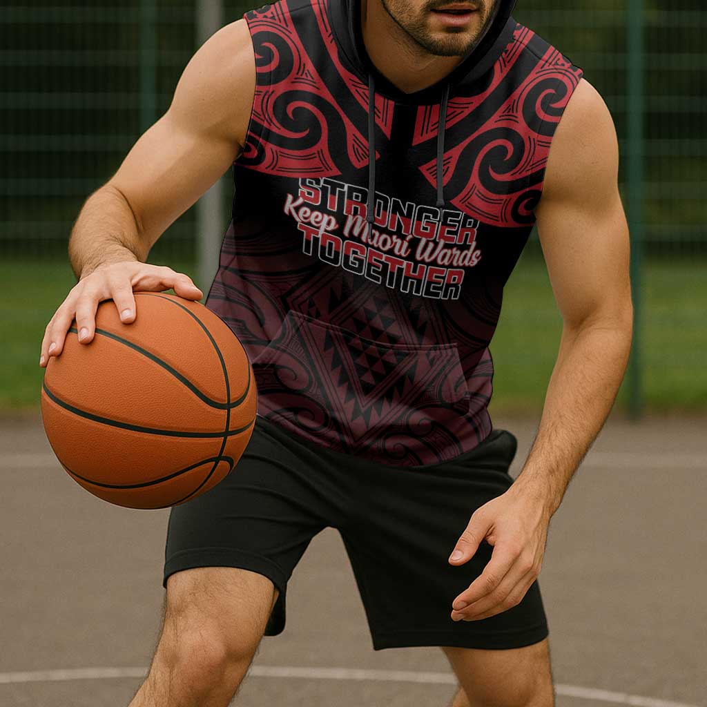 Personalised Keep Maori Wards New Zealand Sleeveless Hoodie Stronger Together Aotearoa Taniko - Aussie Hoodie