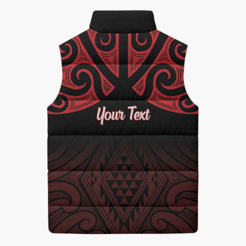 Personalised Keep Maori Wards New Zealand Sleeveless Puffer Jacket Stronger Together Aotearoa Taniko - Aussie Hoodie