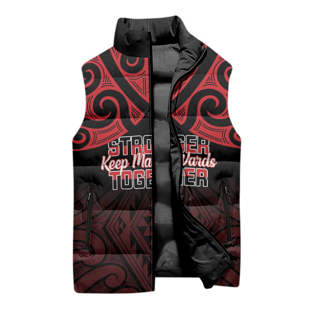 Personalised Keep Maori Wards New Zealand Sleeveless Puffer Jacket Stronger Together Aotearoa Taniko - Aussie Hoodie