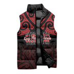 Personalised Keep Maori Wards New Zealand Sleeveless Puffer Jacket Stronger Together Aotearoa Taniko - Aussie Hoodie