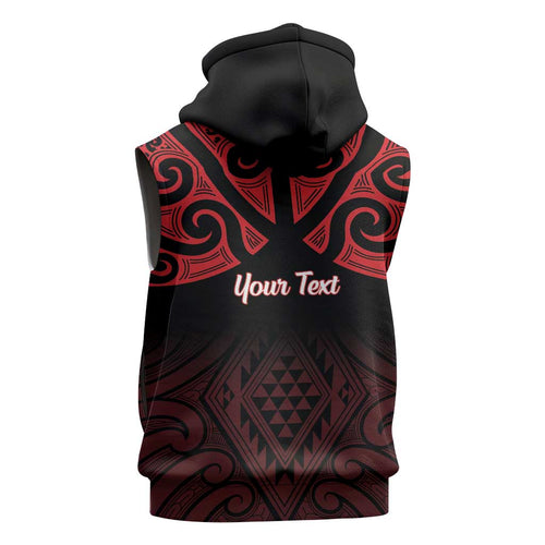 Personalised Keep Maori Wards New Zealand Sleeveless Zip Hoodie Stronger Together Aotearoa Taniko LT14