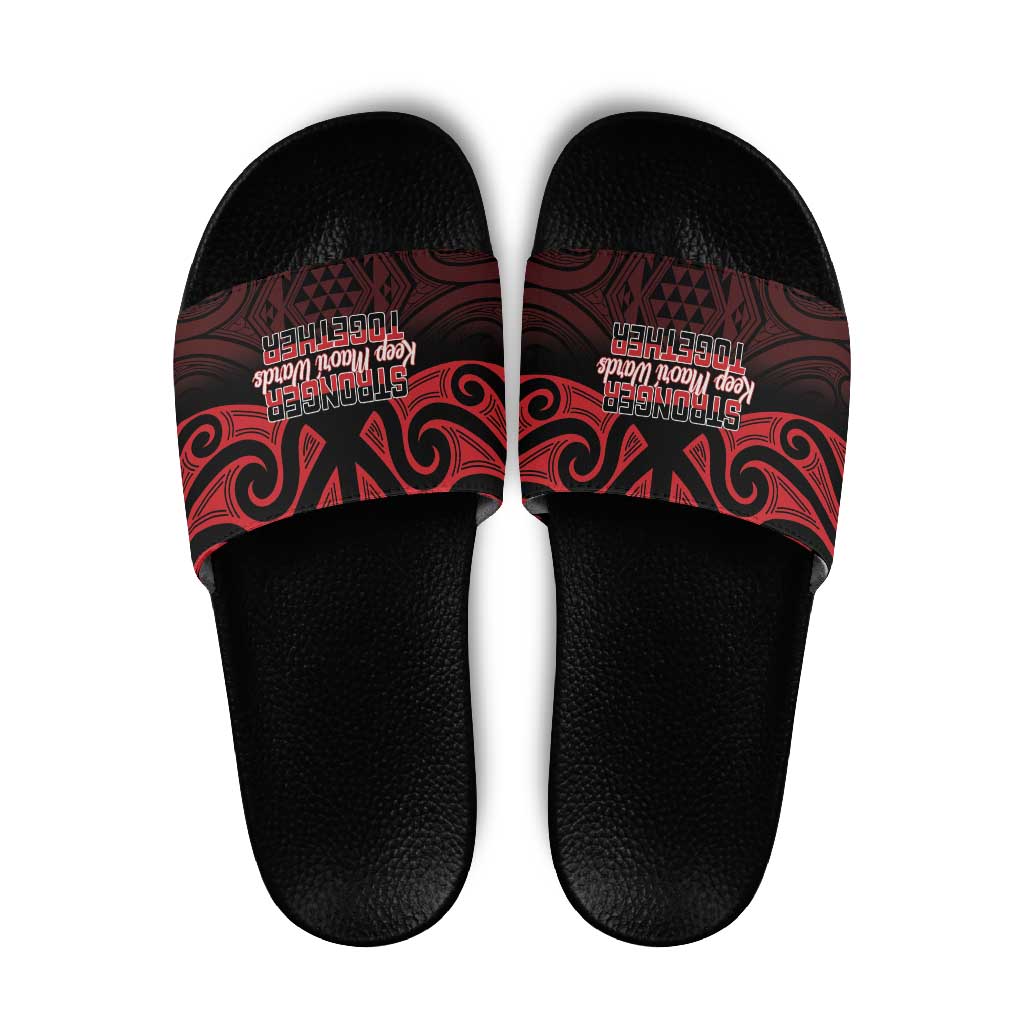 Keep Maori Wards New Zealand Slide Sandals Stronger Together Aotearoa Taniko - Aussie Hoodie