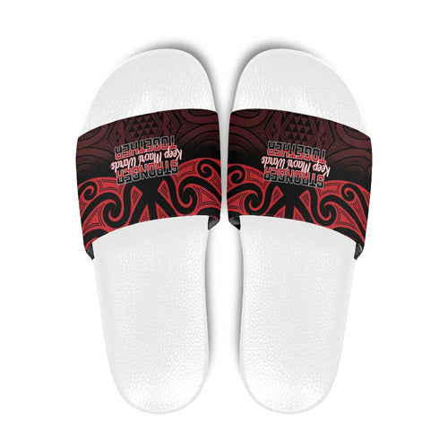 Keep Maori Wards New Zealand Slide Sandals Stronger Together Aotearoa Taniko - Aussie Hoodie