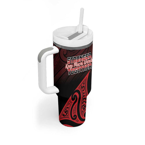 Personalised Keep Maori Wards New Zealand Tumbler With Handle Stronger Together Aotearoa Taniko - Aussie Hoodie