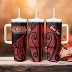 Personalised Keep Maori Wards New Zealand Tumbler With Handle Stronger Together Aotearoa Taniko - Aussie Hoodie