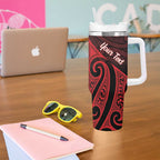 Personalised Keep Maori Wards New Zealand Tumbler With Handle Stronger Together Aotearoa Taniko - Aussie Hoodie