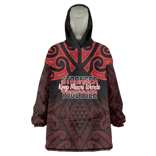 Personalised Keep Maori Wards New Zealand Wearable Blanket Hoodie Stronger Together Aotearoa Taniko - Aussie Hoodie