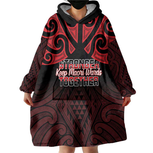 Personalised Keep Maori Wards New Zealand Wearable Blanket Hoodie Stronger Together Aotearoa Taniko - Aussie Hoodie