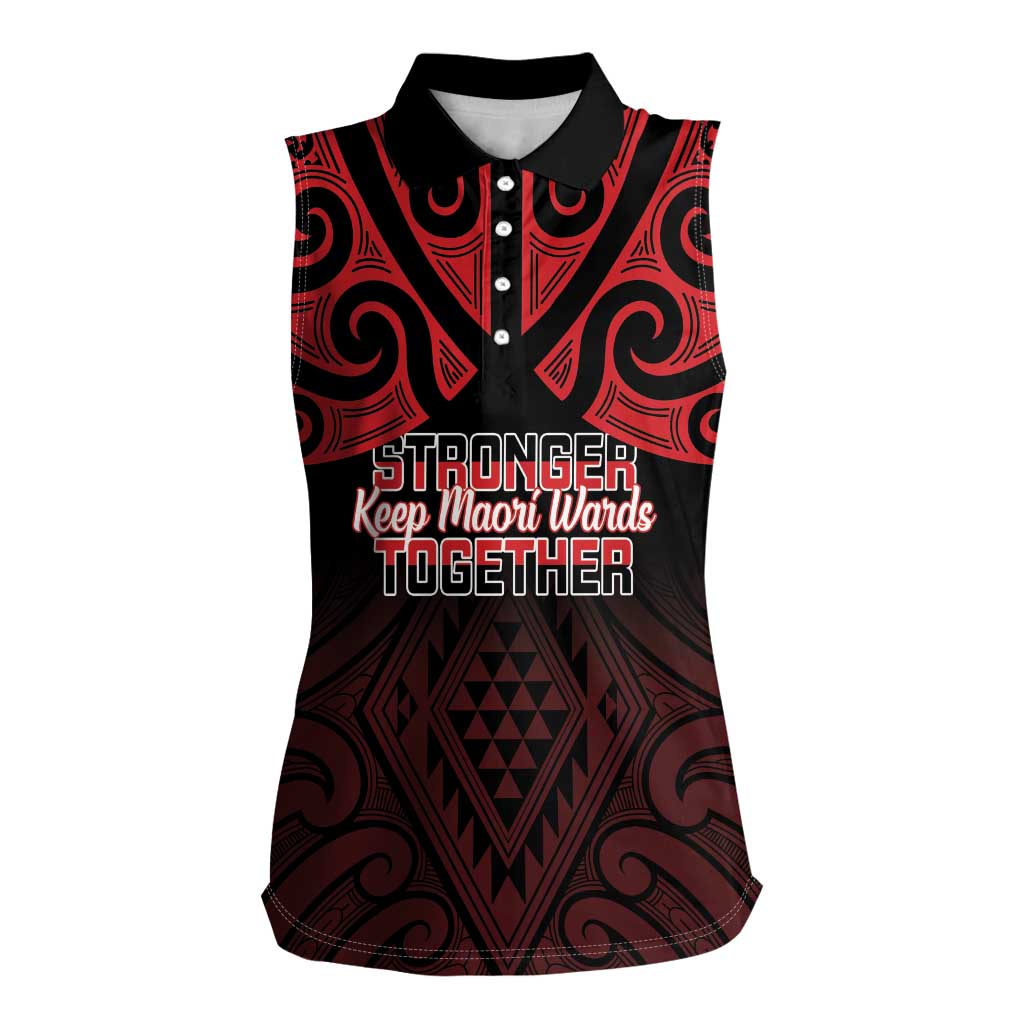 Personalised Keep Maori Wards New Zealand Women Sleeveless Polo Shirt Stronger Together Aotearoa Taniko - Aussie Hoodie