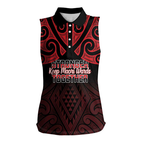 Personalised Keep Maori Wards New Zealand Women Sleeveless Polo Shirt Stronger Together Aotearoa Taniko - Aussie Hoodie
