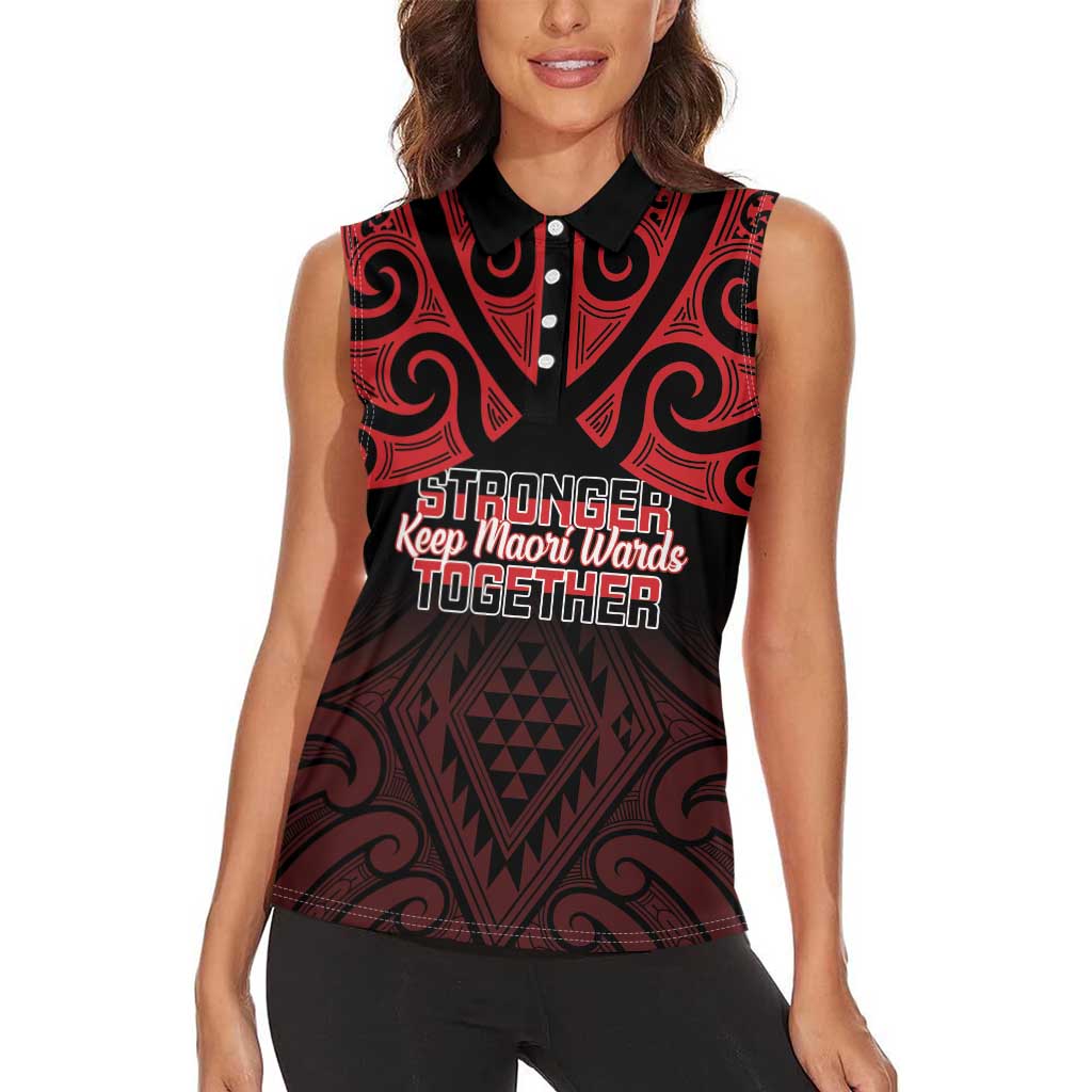 Personalised Keep Maori Wards New Zealand Women Sleeveless Polo Shirt Stronger Together Aotearoa Taniko - Aussie Hoodie