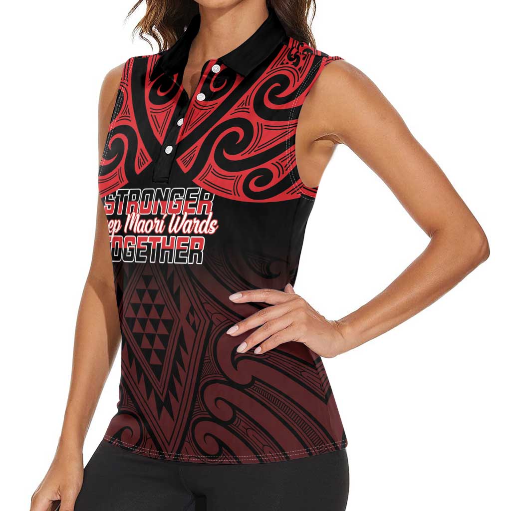 Personalised Keep Maori Wards New Zealand Women Sleeveless Polo Shirt Stronger Together Aotearoa Taniko - Aussie Hoodie