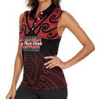 Personalised Keep Maori Wards New Zealand Women Sleeveless Polo Shirt Stronger Together Aotearoa Taniko - Aussie Hoodie