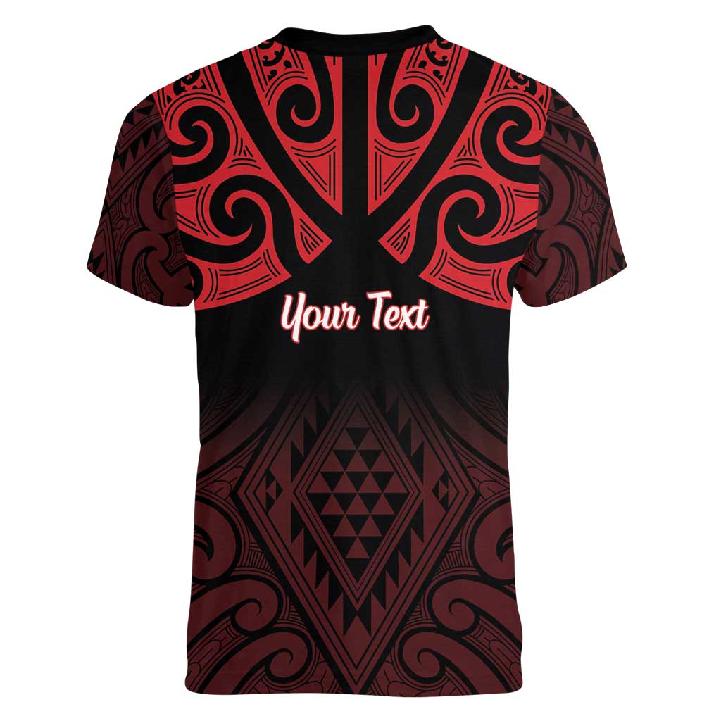 Personalised Keep Maori Wards New Zealand Women V-Neck T-Shirt Stronger Together Aotearoa Taniko - Aussie Hoodie