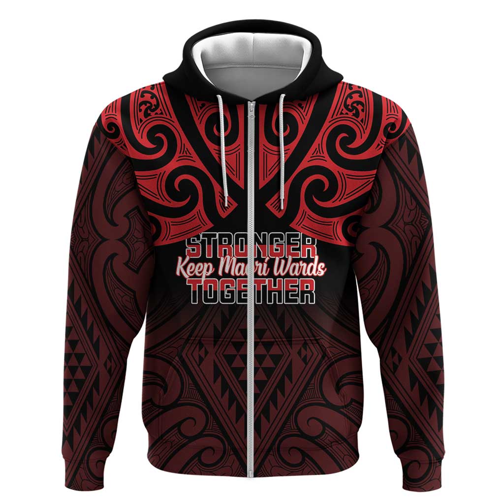Personalised Keep Maori Wards New Zealand Zip Hoodie Stronger Together Aotearoa Taniko - Aussie Hoodie