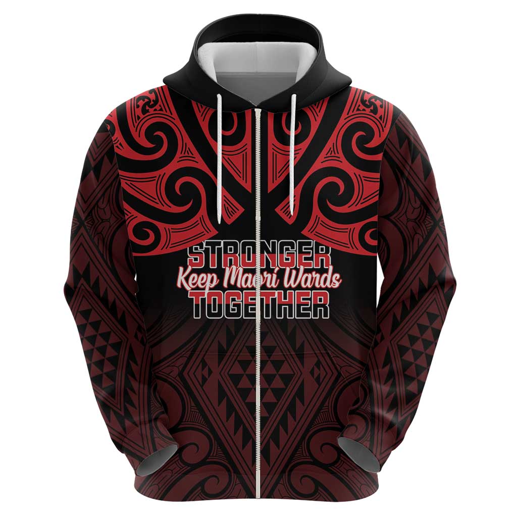 Personalised Keep Maori Wards New Zealand Zip Hoodie Stronger Together Aotearoa Taniko - Aussie Hoodie