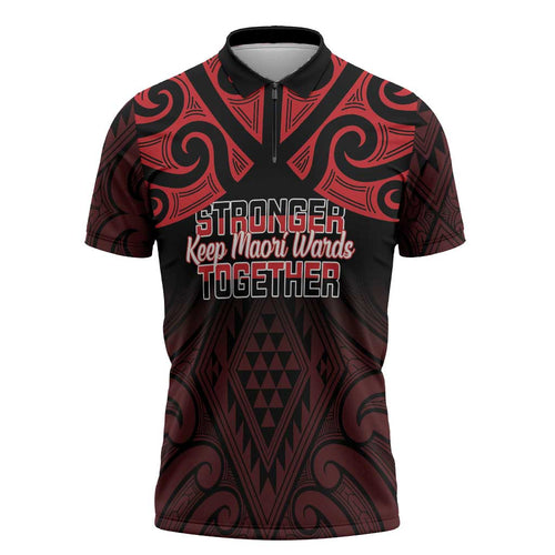 Personalised Keep Maori Wards New Zealand Zipper Polo Shirt Stronger Together Aotearoa Taniko - Aussie Hoodie