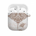 New Zealand Manta Ray Tattoo AirPods Case Aotearoa Maori Haehae Beige - Aussie Hoodie