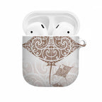 New Zealand Manta Ray Tattoo AirPods Case Aotearoa Maori Haehae Beige - Aussie Hoodie