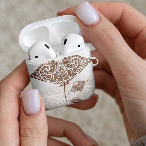 New Zealand Manta Ray Tattoo AirPods Case Aotearoa Maori Haehae Beige - Aussie Hoodie