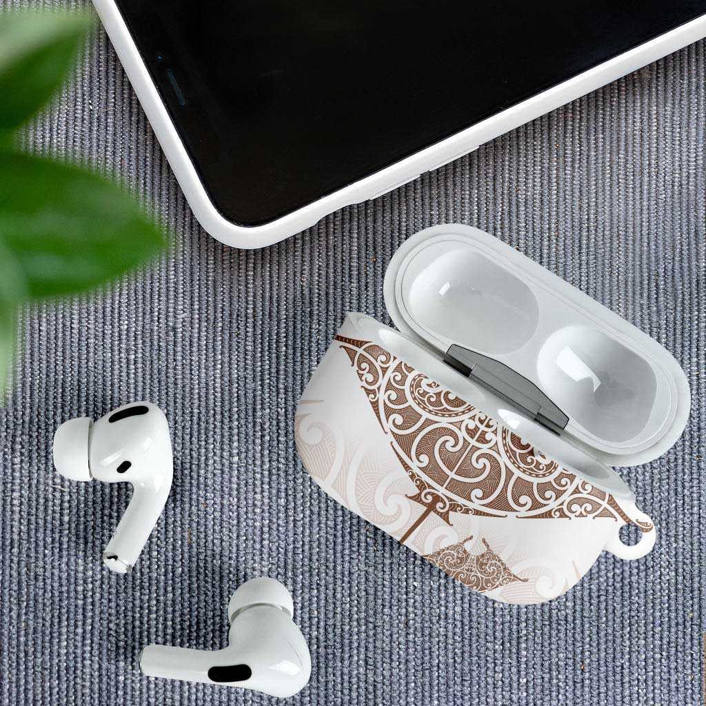 New Zealand Manta Ray Tattoo AirPods Case Aotearoa Maori Haehae Beige - Aussie Hoodie