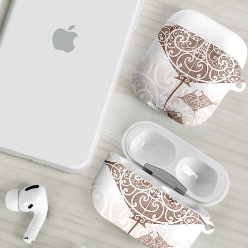 New Zealand Manta Ray Tattoo AirPods Case Aotearoa Maori Haehae Beige - Aussie Hoodie