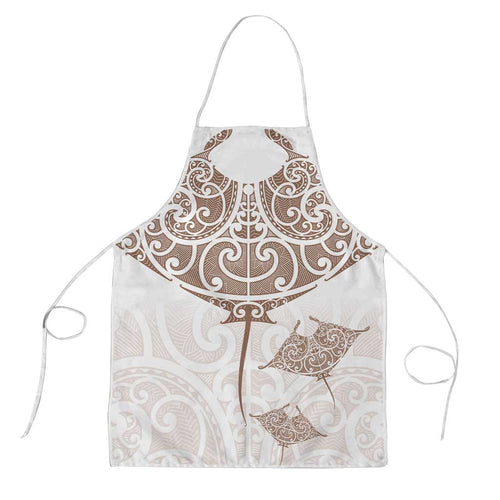 New Zealand Manta Ray Tattoo Apron Aotearoa Maori Haehae Beige - Aussie Hoodie