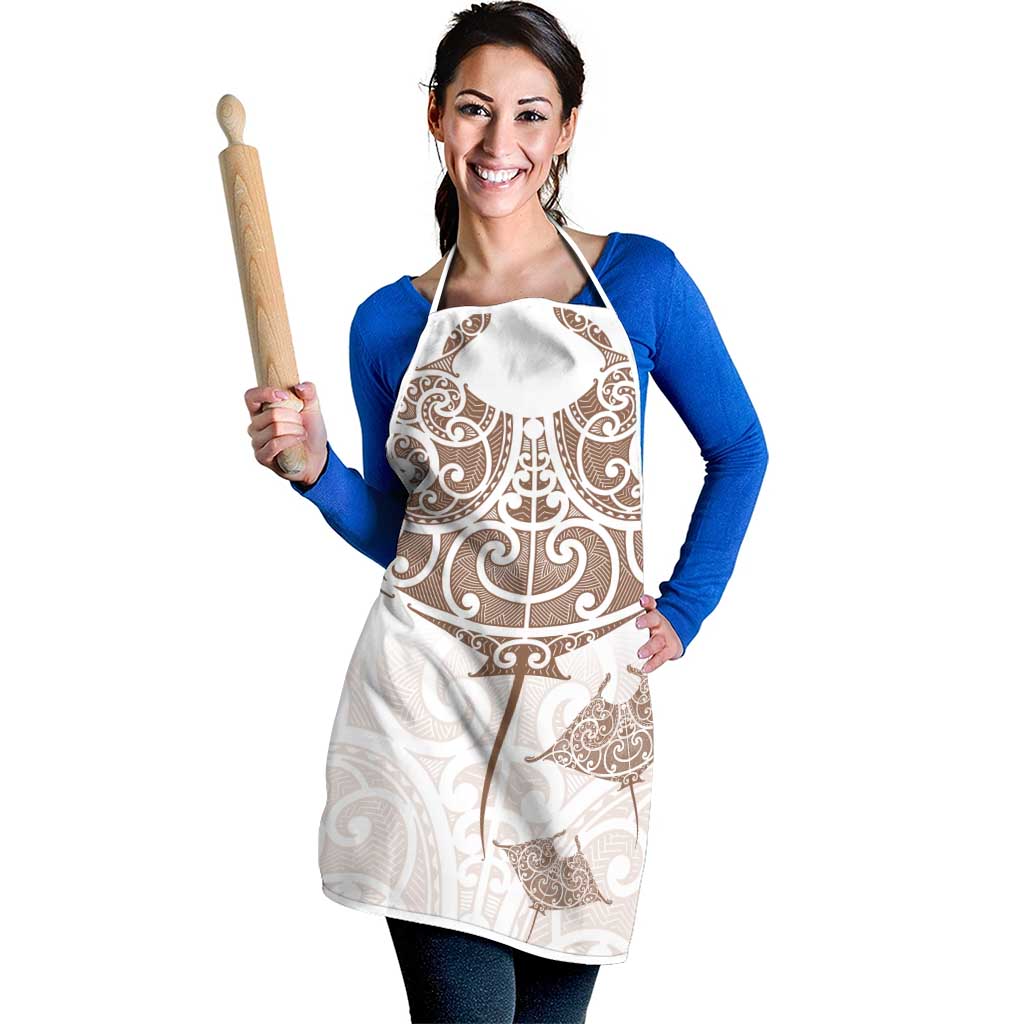 New Zealand Manta Ray Tattoo Apron Aotearoa Maori Haehae Beige - Aussie Hoodie