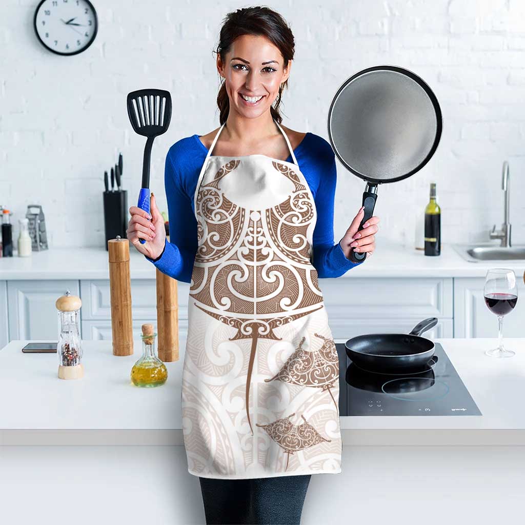 New Zealand Manta Ray Tattoo Apron Aotearoa Maori Haehae Beige - Aussie Hoodie