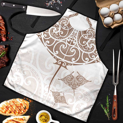 New Zealand Manta Ray Tattoo Apron Aotearoa Maori Haehae Beige - Aussie Hoodie