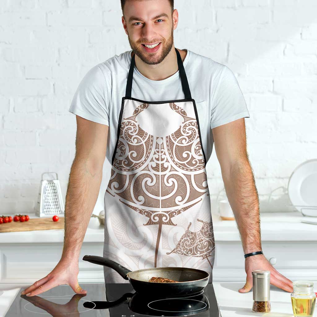 New Zealand Manta Ray Tattoo Apron Aotearoa Maori Haehae Beige - Aussie Hoodie