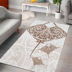 New Zealand Manta Ray Tattoo Area Rug Aotearoa Maori Haehae Beige - Aussie Hoodie